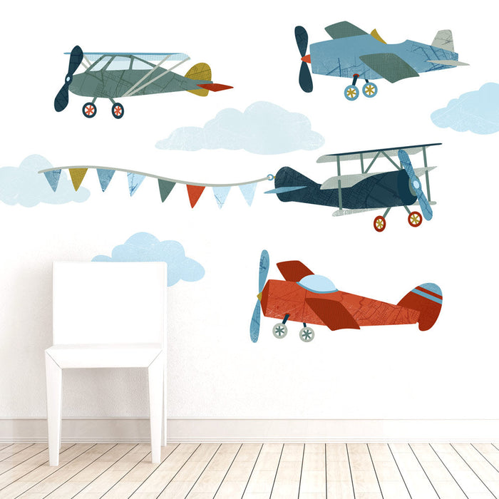 Biplane Wall Decal Set - Large