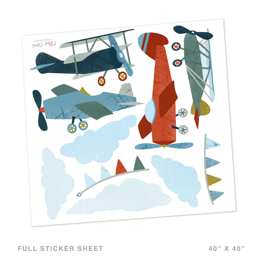 Biplane Wall Decals - Large