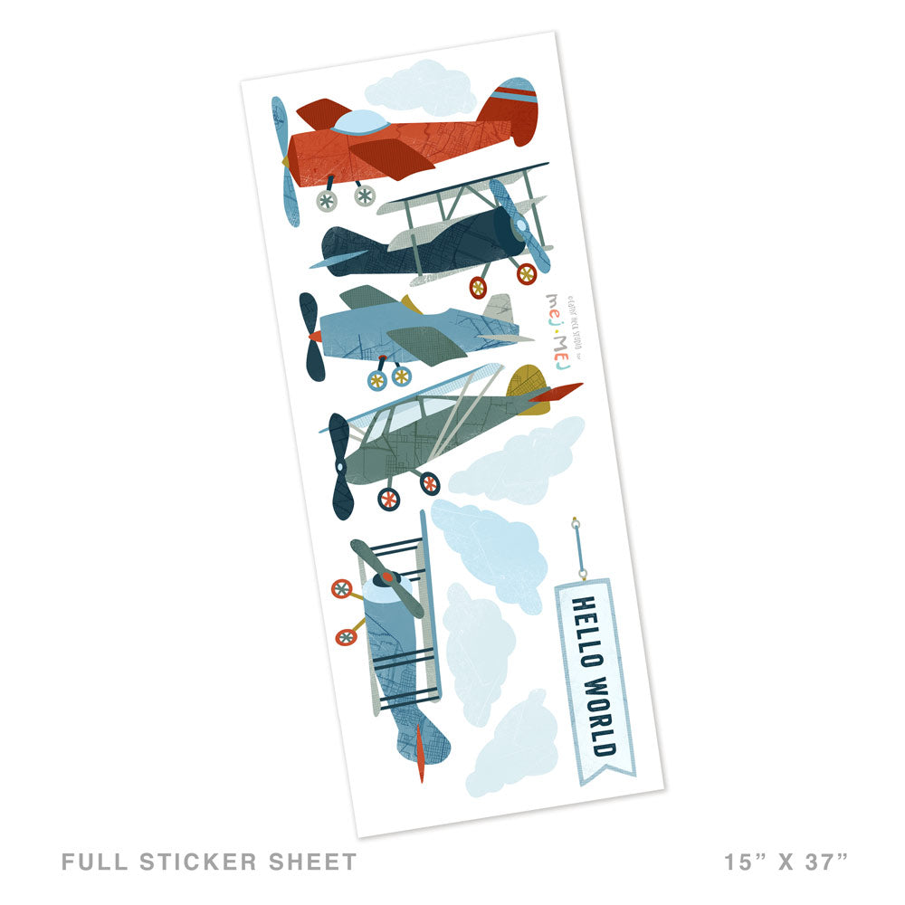 Biplane Wall Decal Set - Small