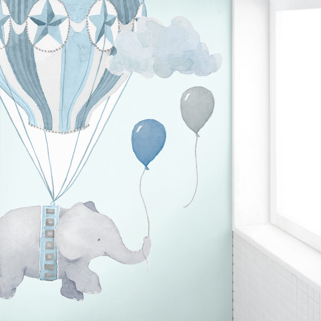 Balloon Elephant Wall Decals - Blue