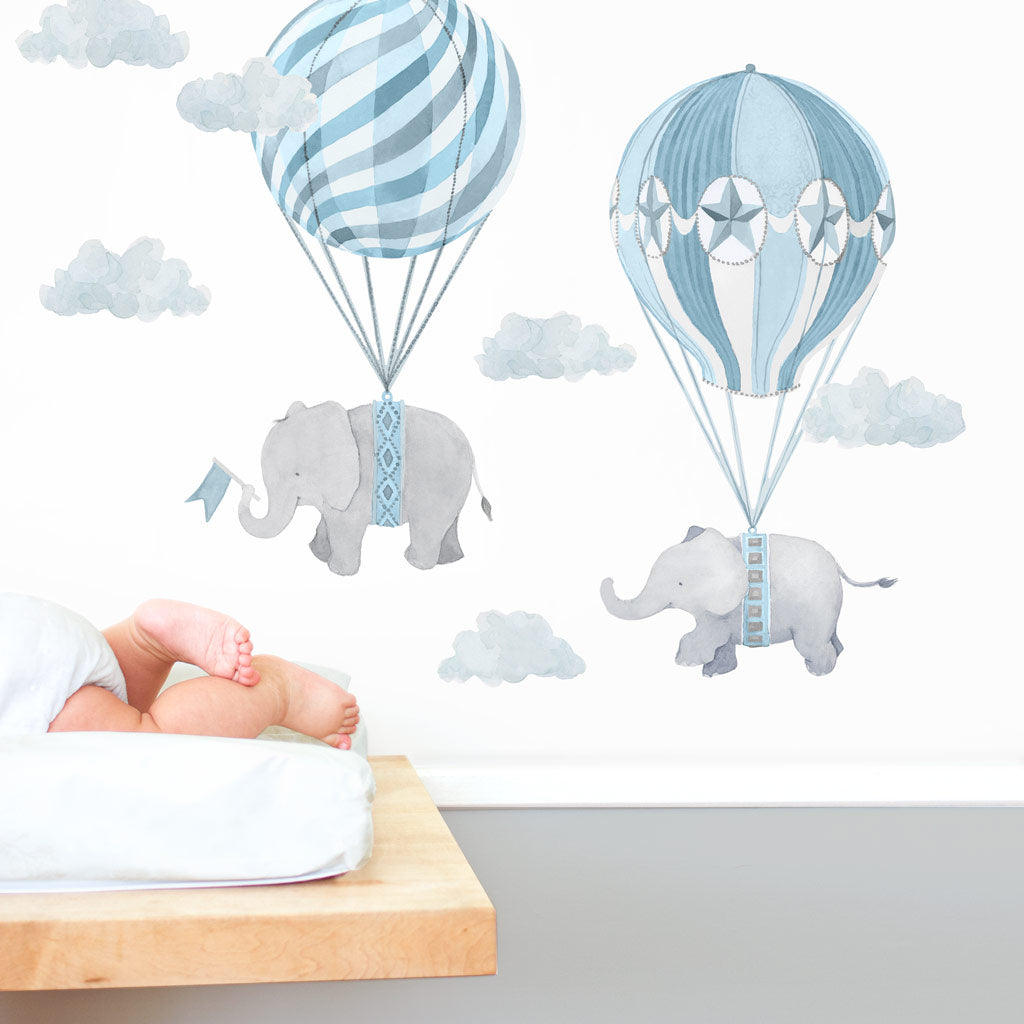 Elephant Friends Wall Decals - Blue
