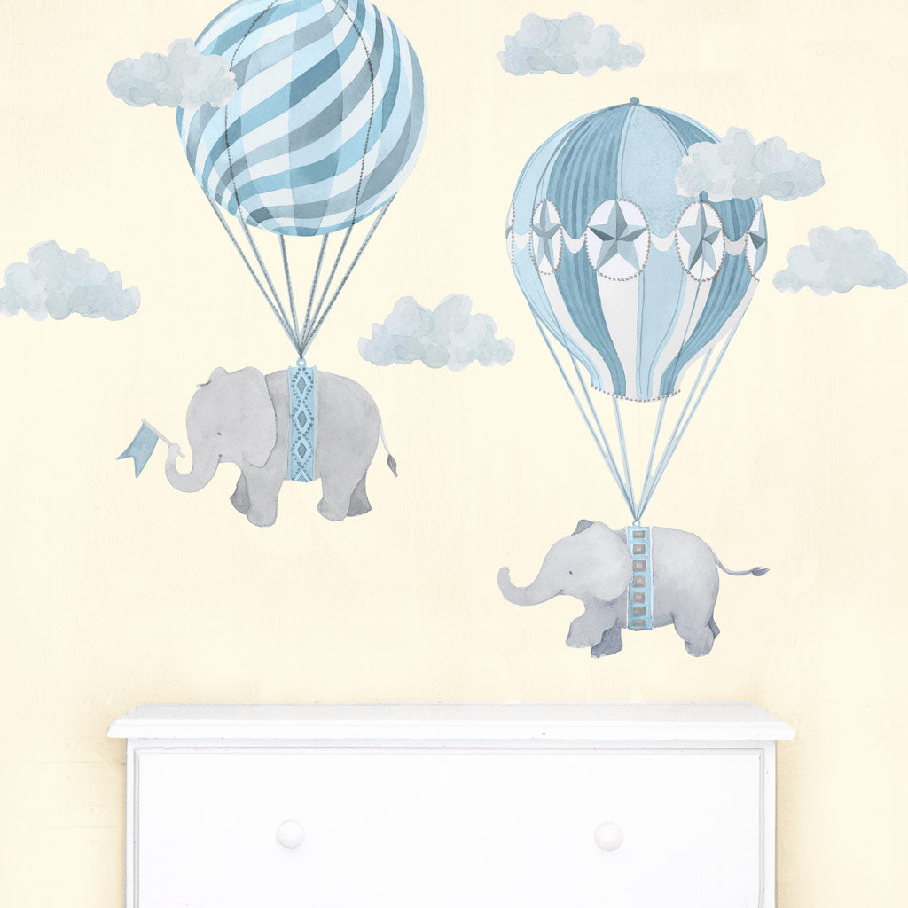 Elephant Friends Wall Decal Set - Blue