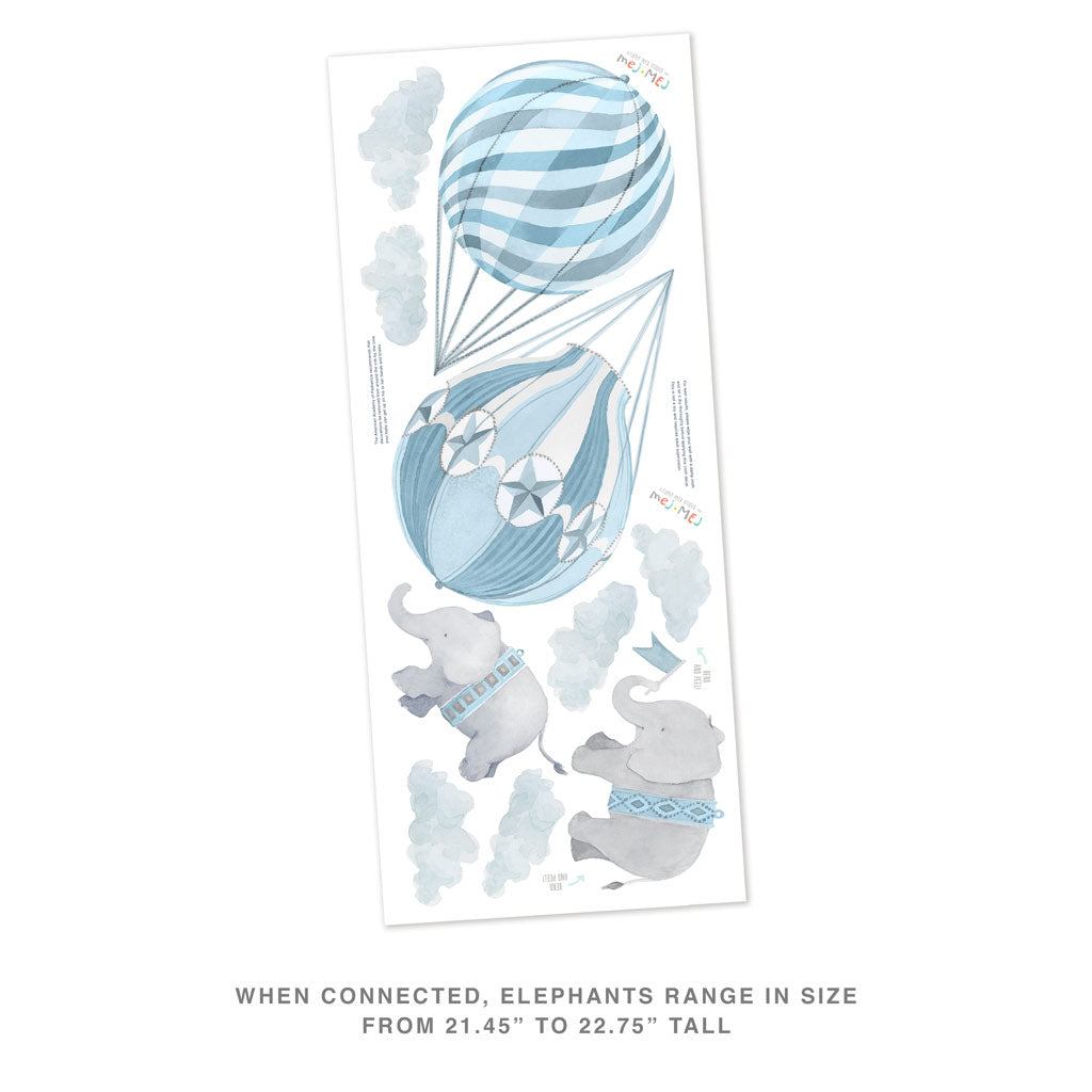 Elephant Friends Wall Decals - Blue