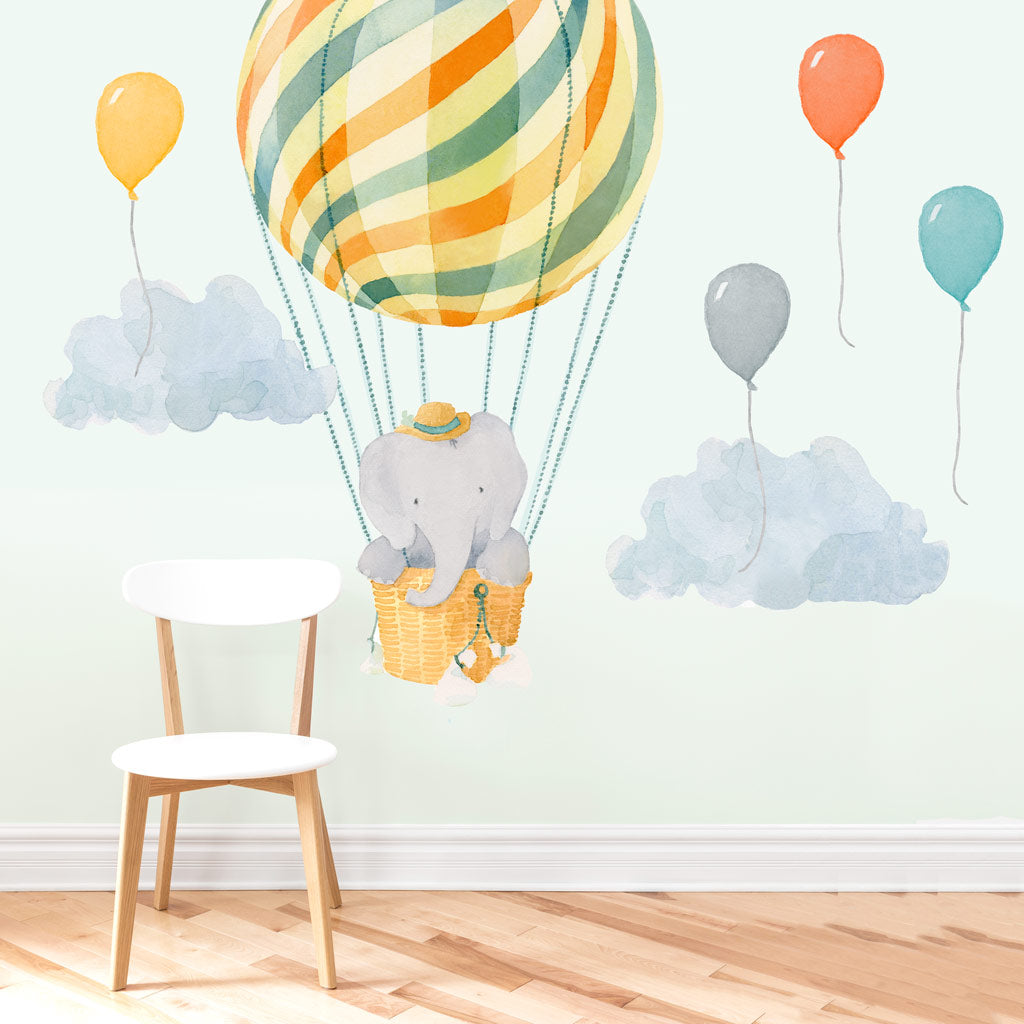 Elephant in Neutral Balloon Wall Decals - Large