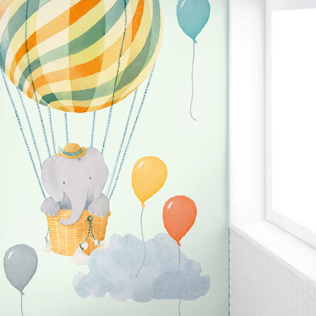 Elephant in Neutral Balloon Wall Decals - Large