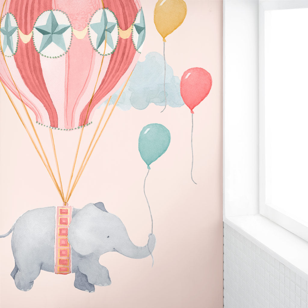 Balloon Elephant Wall Decals - Pink