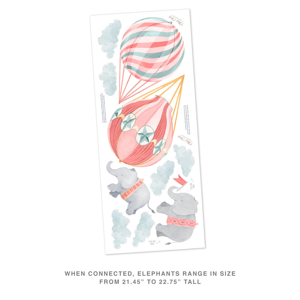 Elephant Friends Wall Decals - Pink