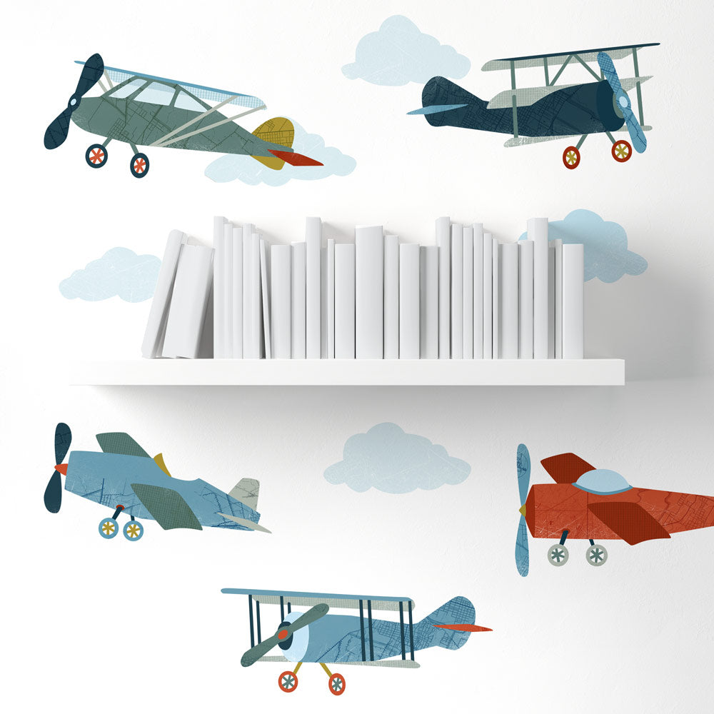 Biplane Wall Decals - Small