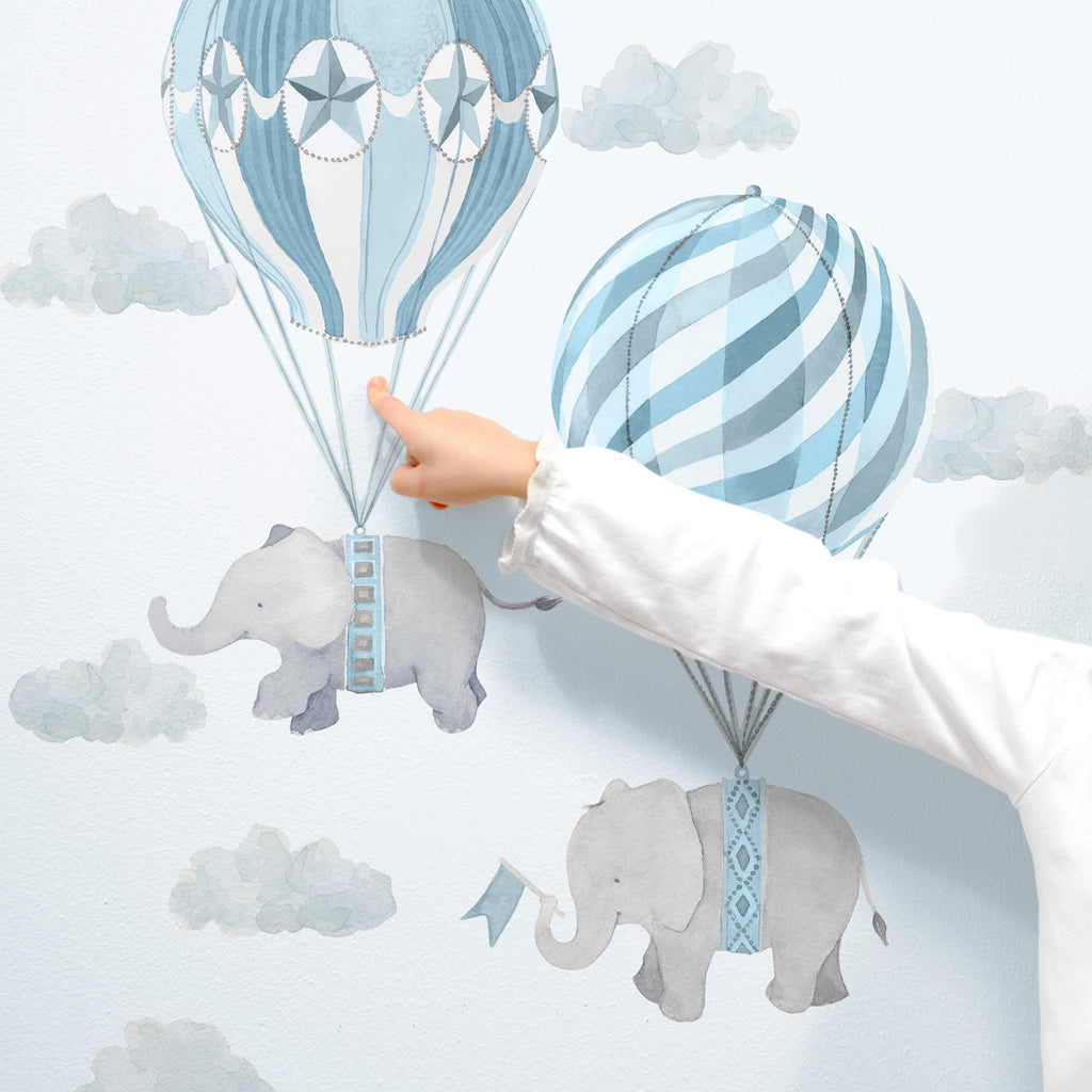 Elephant Friends Wall Decals - Blue