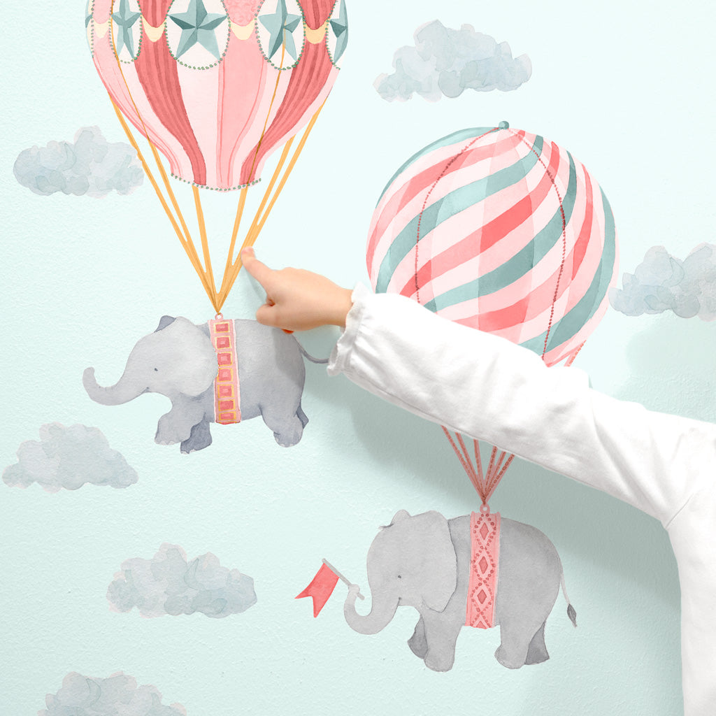 Elephant Friends Wall Decals - Pink