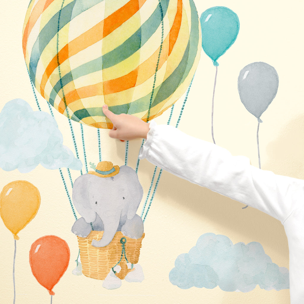 Elephant in Neutral Balloon Wall Decals - Small