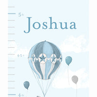 Personalized High Flying Elephants Growth Chart Wall Decal - Blue