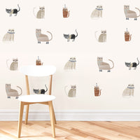 Cat Toss Wall Decal Set - Latte