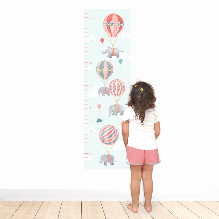 High Flying Elephants Growth Chart Wall Decal - Pink