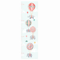 High Flying Elephants Growth Chart Wall Decal - Pink