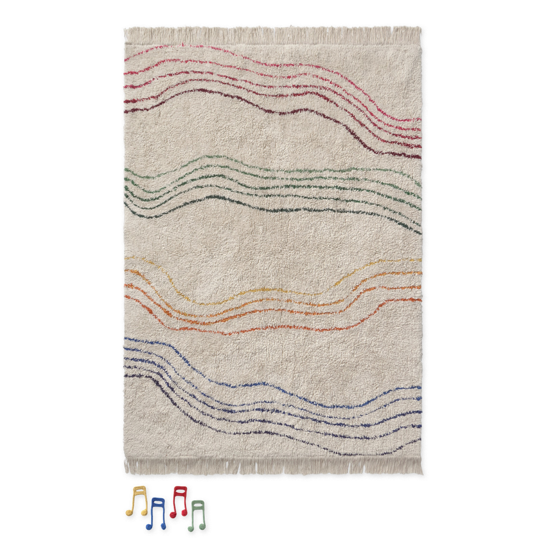 Colored Musical Notes Washable Play Rug