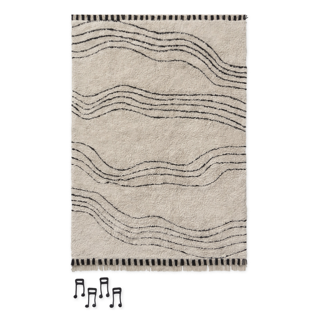 Black Musical Notes Washable Play Rug