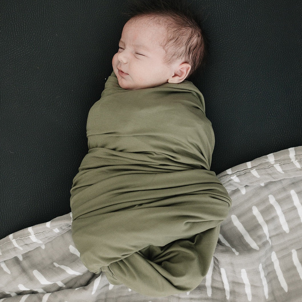 Olive Bamboo Stretch Swaddle Blanket
