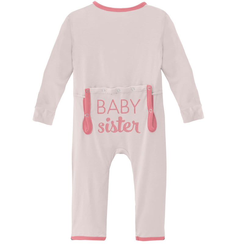 Applique Coverall with Zipper in Macaroon - Baby Sister