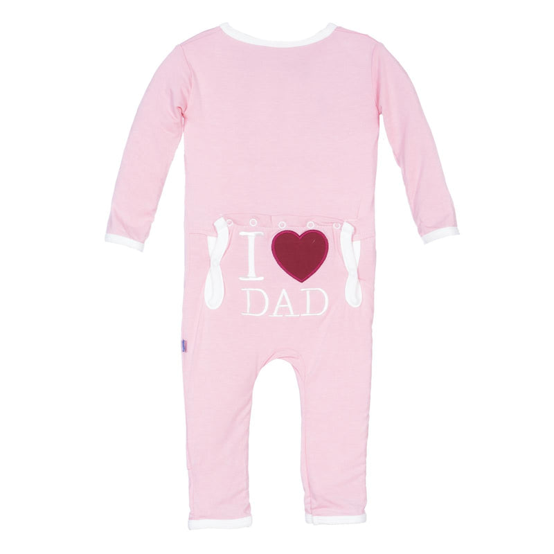 Applique Coverall with Zipper in Lotus - I Love Dad