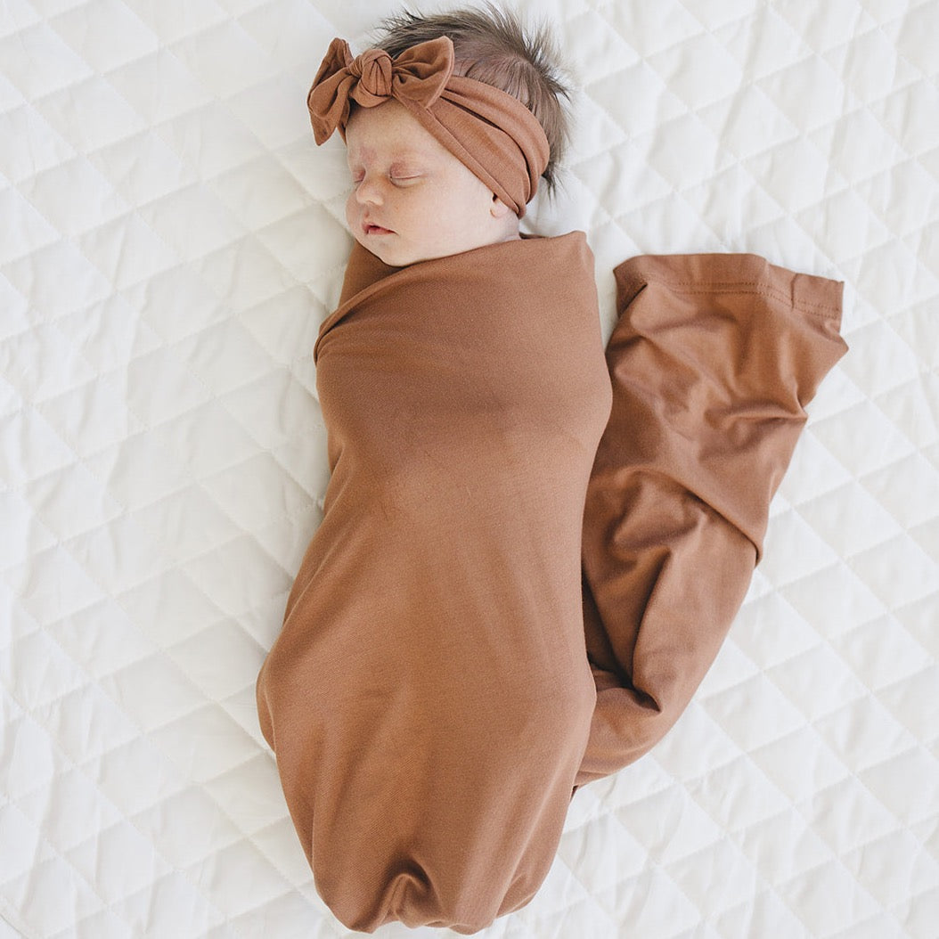 Rust Bamboo Stretch Swaddle Blanket
