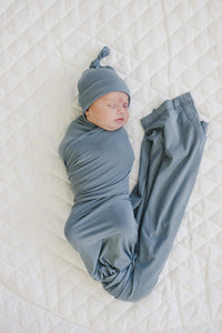 Dusty Blue Bamboo Stretch Swaddle Blanket
