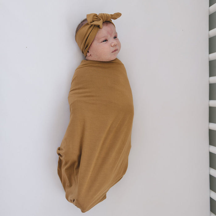 Mustard Bamboo Stretch Swaddle Blanket