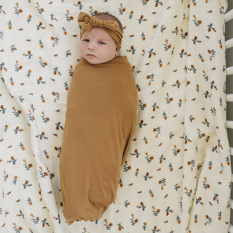 Mustard Bamboo Stretch Swaddle Blanket