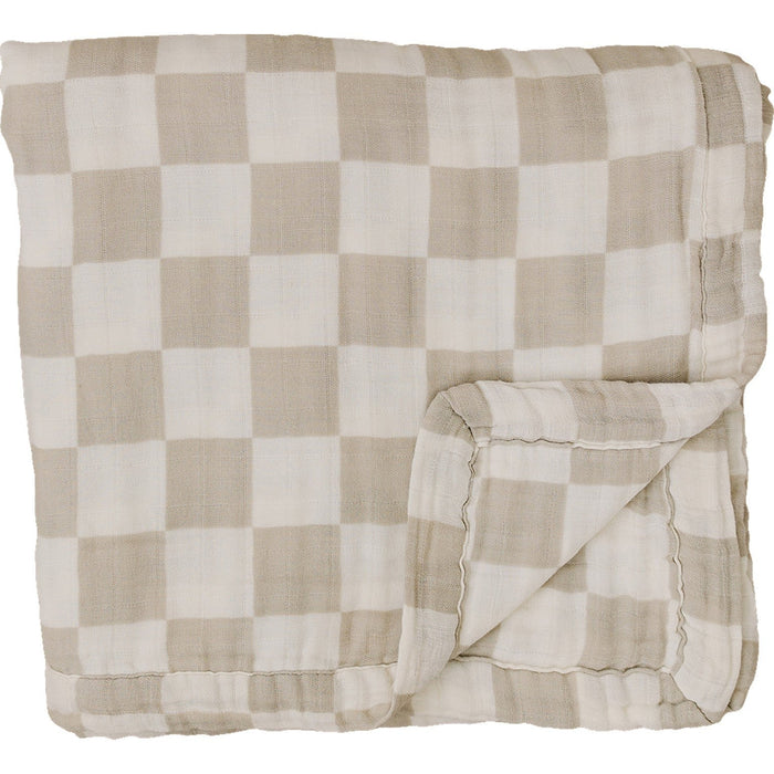 Taupe Checkered Muslin Quilt