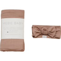Dusty Rose Bamboo Swaddle Blanket + Head Wrap Set