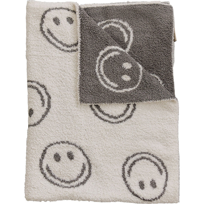 Charcoal Smiley Plush Blanket