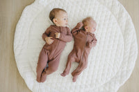 Dusty Rose Organic Cotton Ribbed Zipper Pajamas