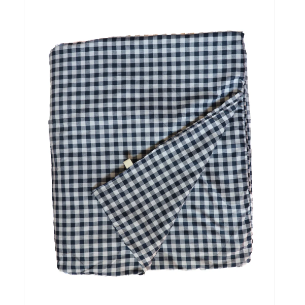 Navy Gingham Quilted Blanket