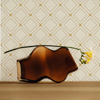 Neutral Geometric Wooden Tile Design Wallpaper