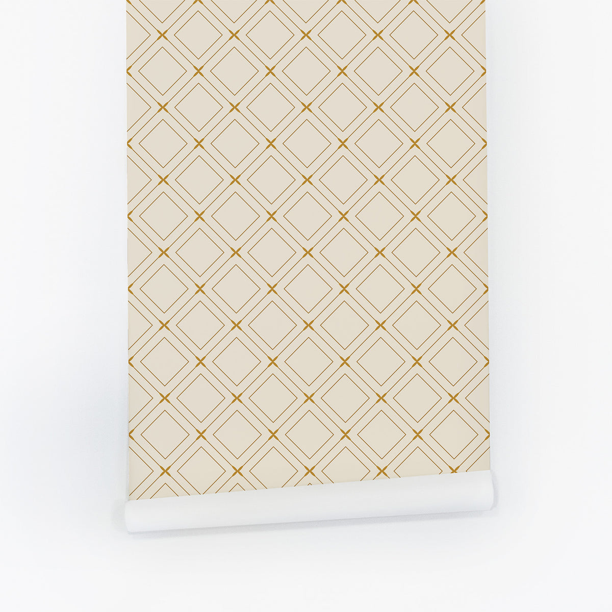 Neutral Geometric Wooden Tile Design Wallpaper