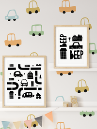 Car Wall Decal Set - Pastel