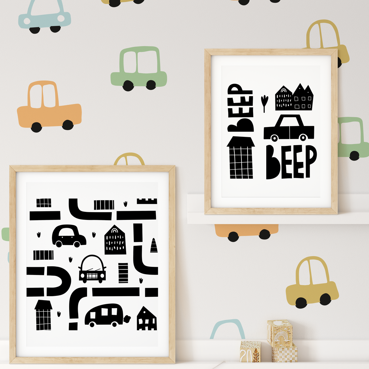 Car Wall Decal Set - Pastel