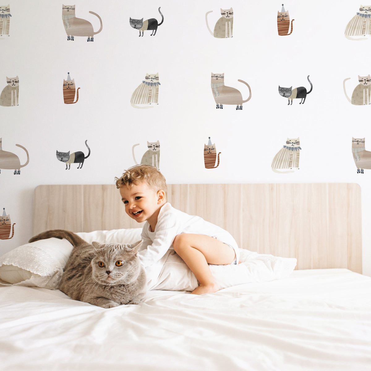Cat Toss Wall Decals - Latte