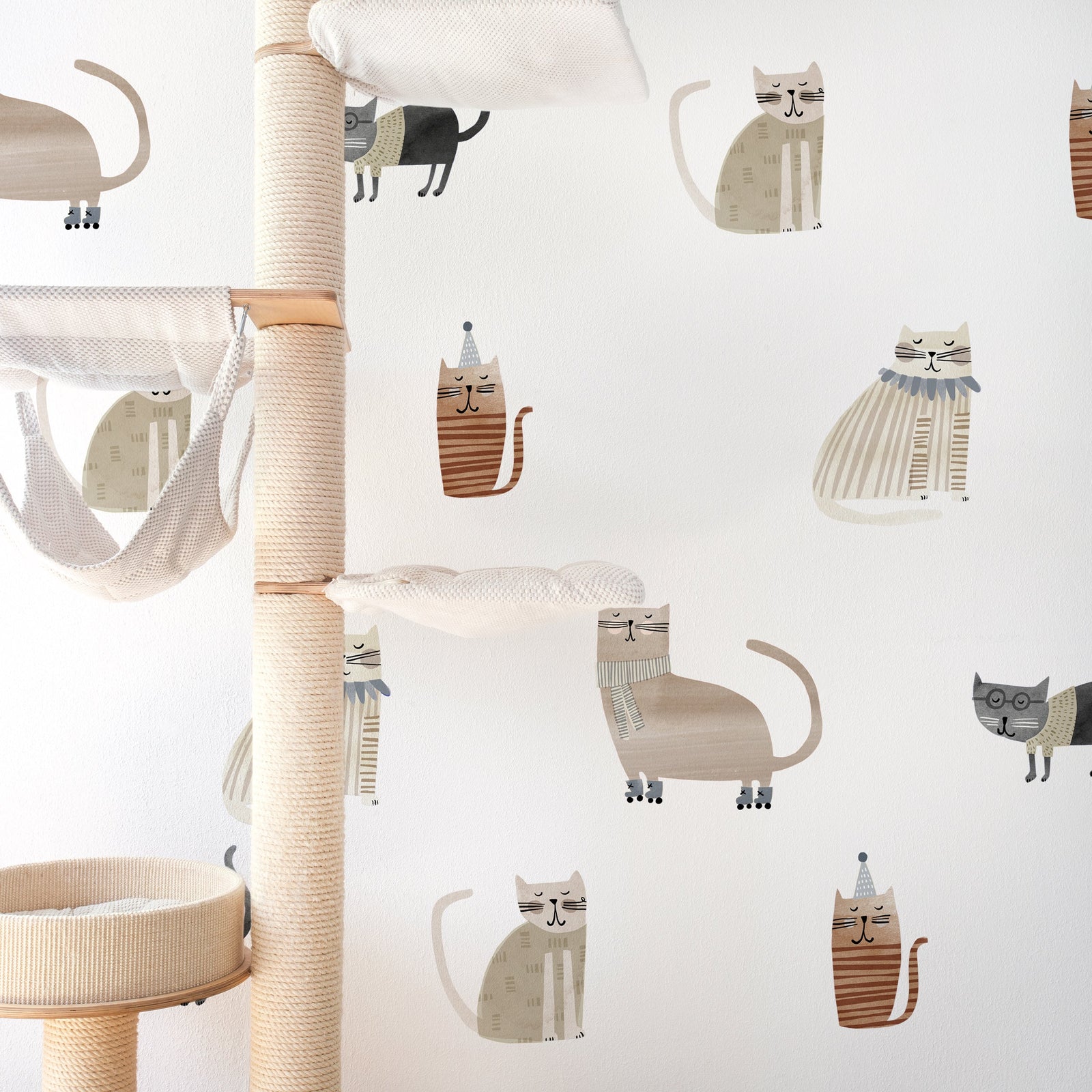 Cat Toss Wall Decals - Latte