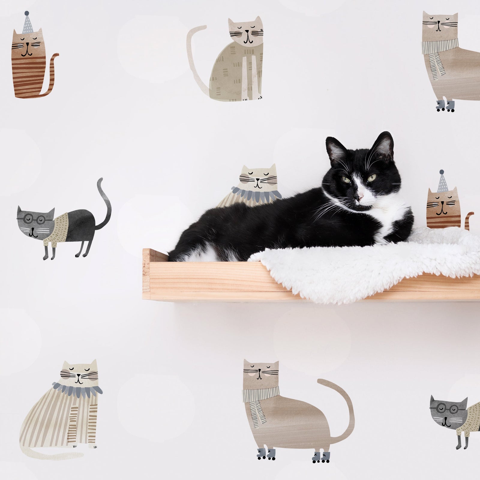 Cat Toss Wall Decals - Latte