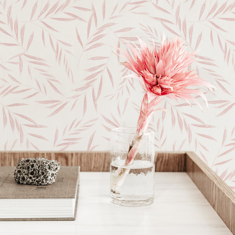 Rosy Botanical Foliage Wallpaper