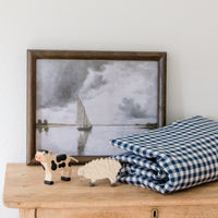 Navy Gingham Quilted Blanket