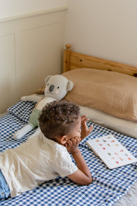 Navy Gingham Quilted Blanket