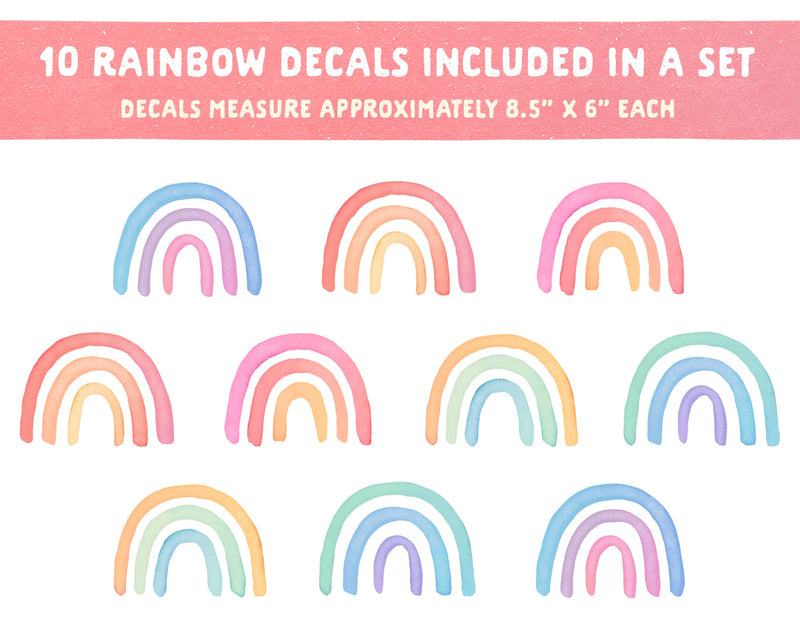 Happy Watercolor Rainbows Fabric Wall Decal Set