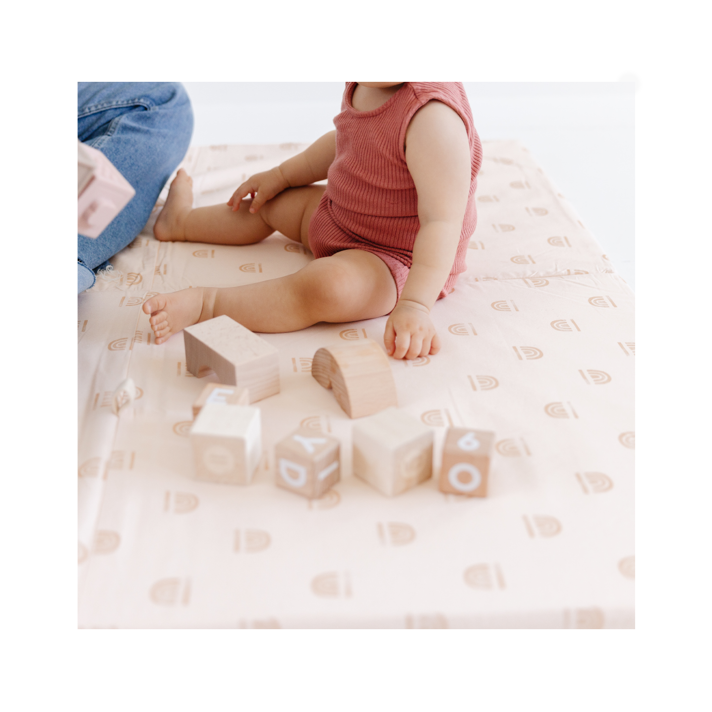 Rainbow Stamp Padded Play Mat - Cream