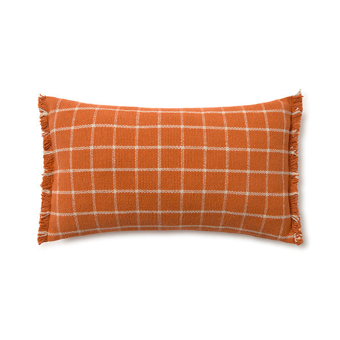 Rectangular orange checkered pillow 