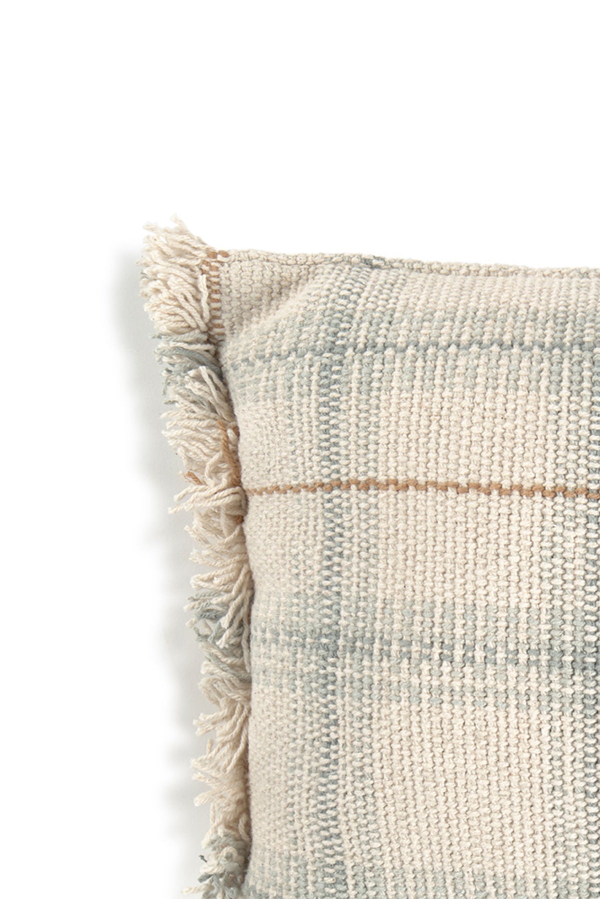 Blue Sage Plaid Tartan Throw Pillow with Fringe