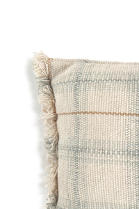 Blue Sage Plaid Tartan Throw Pillow with Fringe