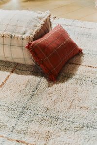 Red Plaid Tartan Throw Pillow with Fringe