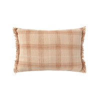 Rose Plaid Tartan Throw Pillow with Fringe